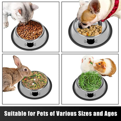 Serentive 2Pcs Cat Bowls Non-Slip Stainless Steel Small Cat Food Bowl - Image 5
