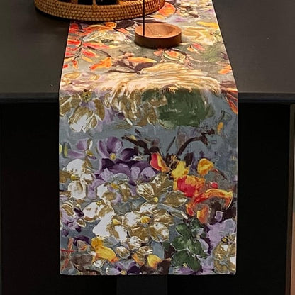 Green Table Runner, Cotton Polyester Printed Floral Waterproof Table Runner by ZIWUROAD
