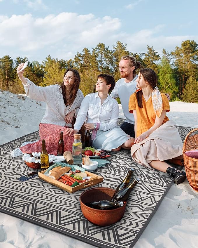 Outdoor Rug Carpet 6x9 ft, Flatweave Textured Outdoor Patio Rug Non Slip Indoor - Image 7