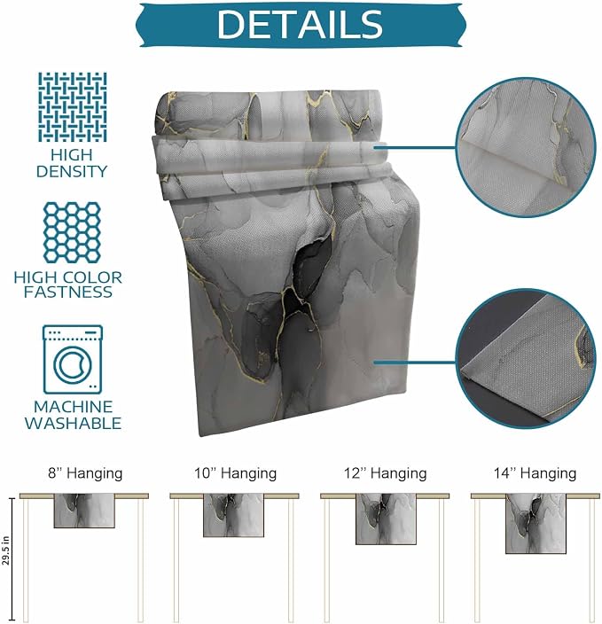 Grey Marble Short Table Runners 48 Inches, Cotton Linen Fabric Table Runner - Image 7