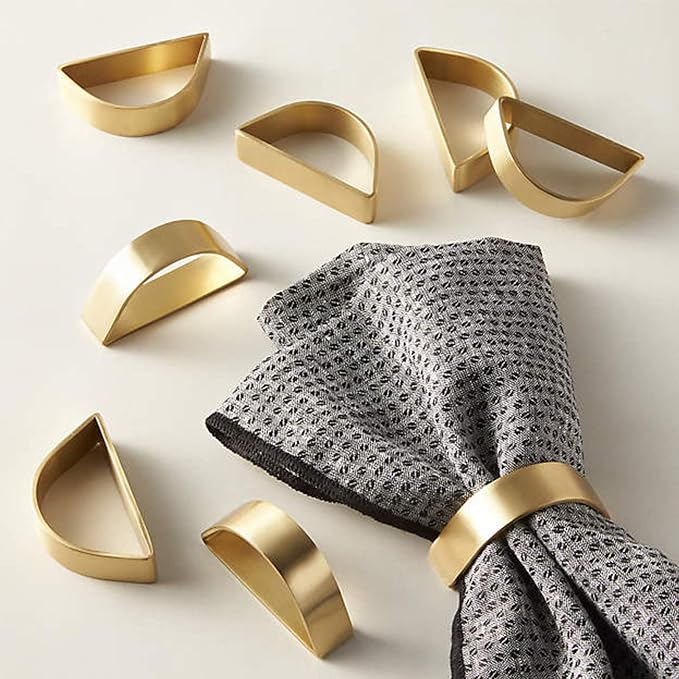 Cuff Brushed Gold Napkin Rings Set of 20, Modernist Napkin Ring Holder by wonlex