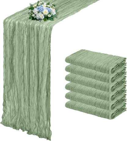 6 Pack Sage Green Cheesecloth Table Runner 17x108 Inch Semi Sheer Boho Gauze by Unknown