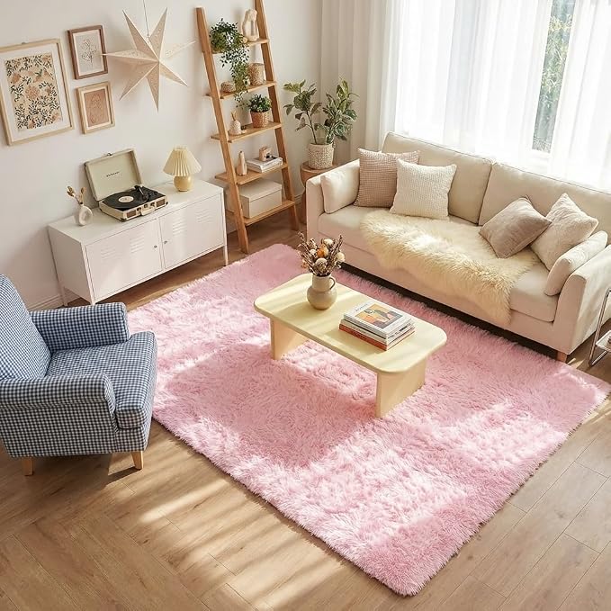 Mugorn Pink Fluffy Soft Rugs for Girls Bedroom, 4x6 Ft Shaggy Area Rugs for - Image 8