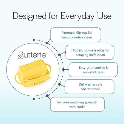 Flip Top Butter Dish with Attached Lid & Matching Knife - Image 8