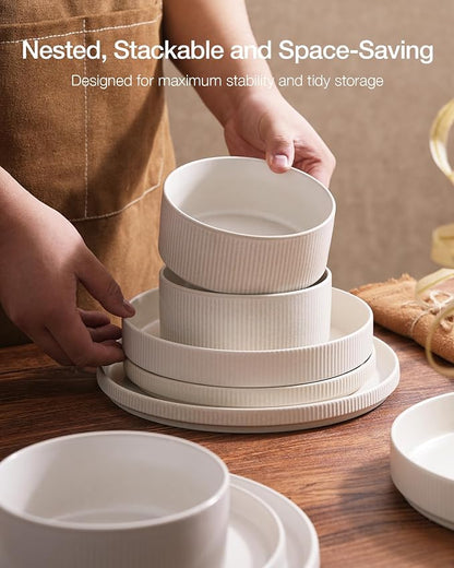 Famiware Star Stoneware Dinnerware Set, Reactive Glaze Plates & Bowls - Image 6