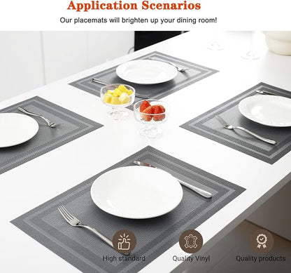 Placemats Set of 12, Vinyl PVC Heat Resistant Washable Placemats Set, Non Slip - Image 2
