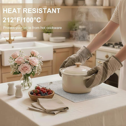 Faux Leather Heat Resistant Placemats 6 Packs, Waterproof Wipeable Dining PU - Image 3