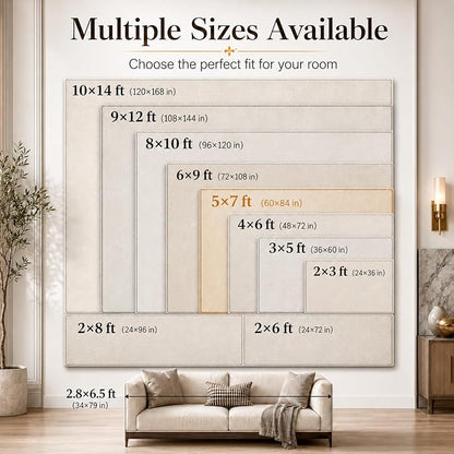 DCX Abstract Area Rug 8x10, Washable Beige Brown Modern Rug - Image 2