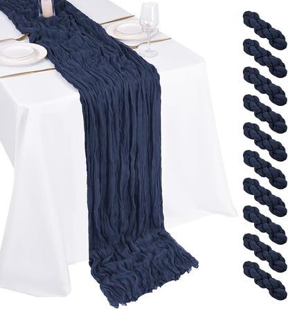 10 Pack Navy Blue Cheesecloth Table Runner 17x108 Inch Boho Gauze Cheese Cloth by Unknown