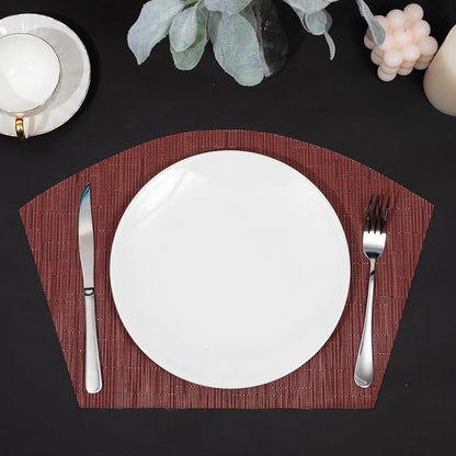 SHACOS Small Round Table Placemats Set of 4 Wedge Placemats Burgundy Red Heat - Image 4