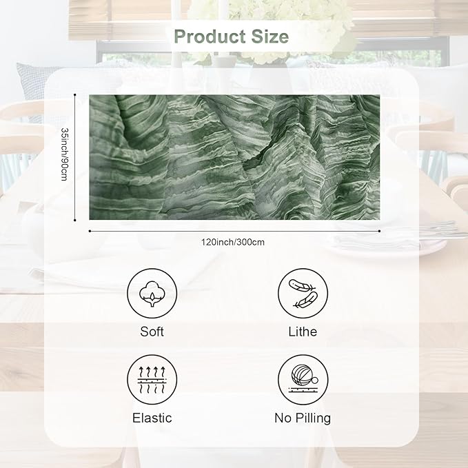 1 Pack Sage Green Cheesecloth Table Runner 35x120 Inch 10Ft Rustic Gauze Cheese - Image 4