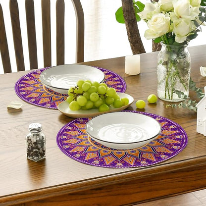 Artoid Mode Purple Mandala Round Placemats Set of 4, 14 Inch Seasonal Spring - Image 4