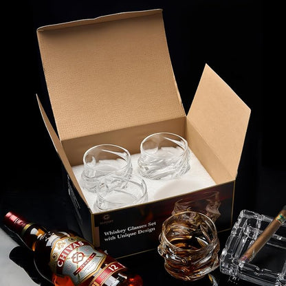 GLASKEY 12 oz Storm Japanese Whiskey Glasses Set of 4, Unique Cognac Glasses - Image 8