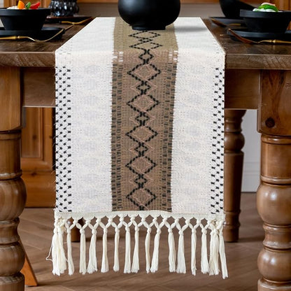 EMMTEEY Macrame Table Runner Boho Style 108 Inches Long, Scratch & Heat - Image 5