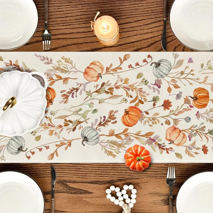 RABUSOFA Fall Table Runner 13x60 Inch Pumpkins Fall Decor - Image 4