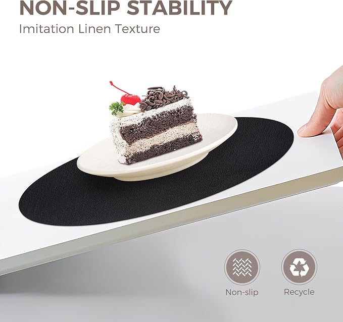 13" Round Placemats Set of 8, Reversible Faux Leather Heat Resistant Table Mats - Image 4