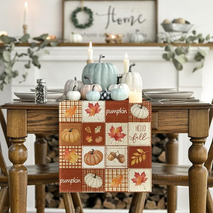 Artoid Mode 210 GSM Fall Table Runner 13x60 Inch Home Party Decor | Plaid - Image 2