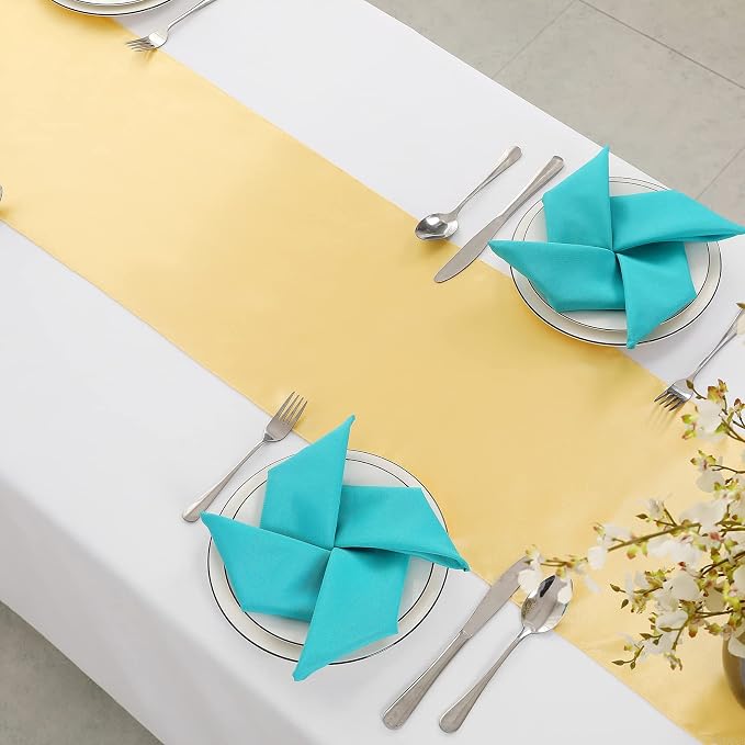 Horbaunal 24 Pack Light Gold Satin Table Runner 12 x 108 Inch | Smooth Table - Image 5