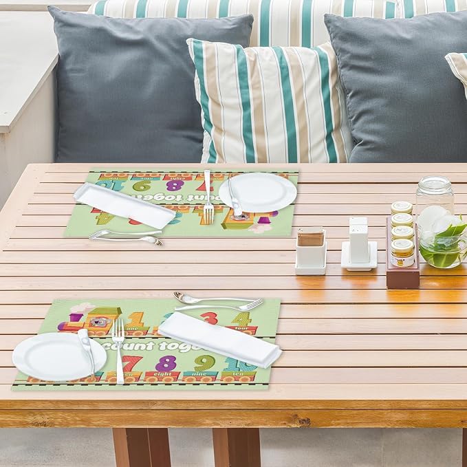 Number Train Placemats Set of 4, Toddler Placemats - Image 4