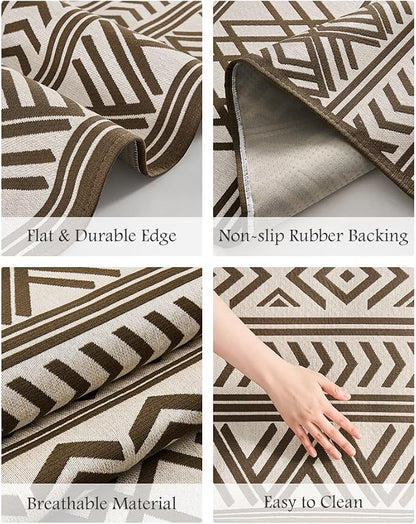 Outdoor Rug Carpet 9x12 ft, Flatweave Textured Outdoor Patio Rug Non Slip - Image 7