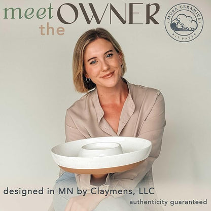 Mora Ceramic Chips and Dip Serving Tray: Large Divided Party Bowl Set - Image 3