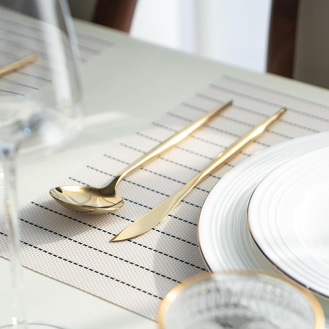 Placemats Set of 6 Vinyl/Plastic Woven Place Mats - Image 7