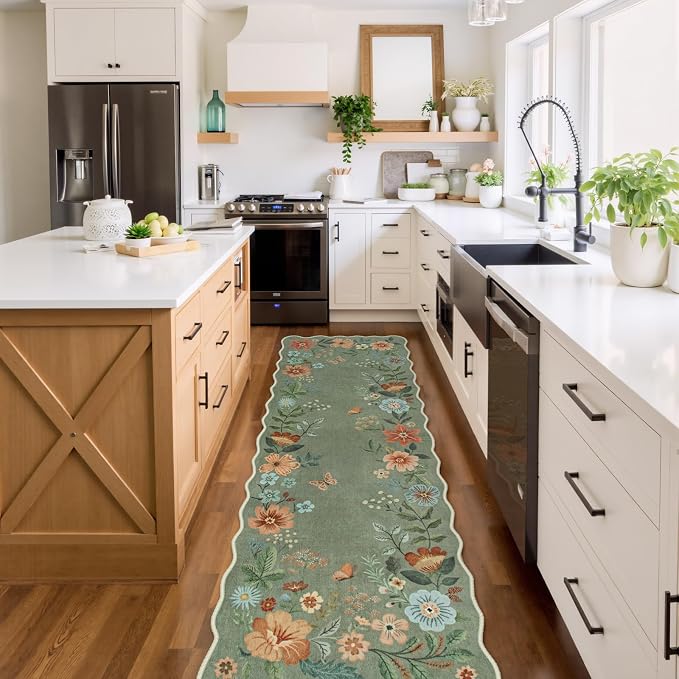Lahome Floral Runners for Hallways, 2X6 Kitchen Runner Rug Ultra-Thin Soft - Image 2