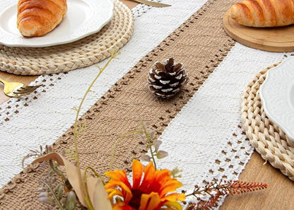 Boho Table Runner for Fall Home Decor 12x90 Farmhouse Woven Runner | 90 Inches - Image 6
