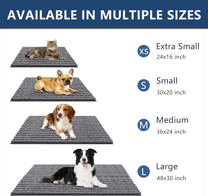 Smiry Dog Door Mat for Muddy Paws 40x24, Absorbent Dirt Trapper, Non-Slip - Image 3
