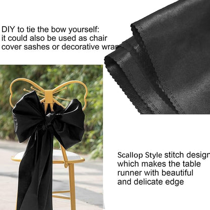 Black Table Runners, 12x108 Inches, 2 Pack | Satin, Silk and Smooth Fabric - Image 5
