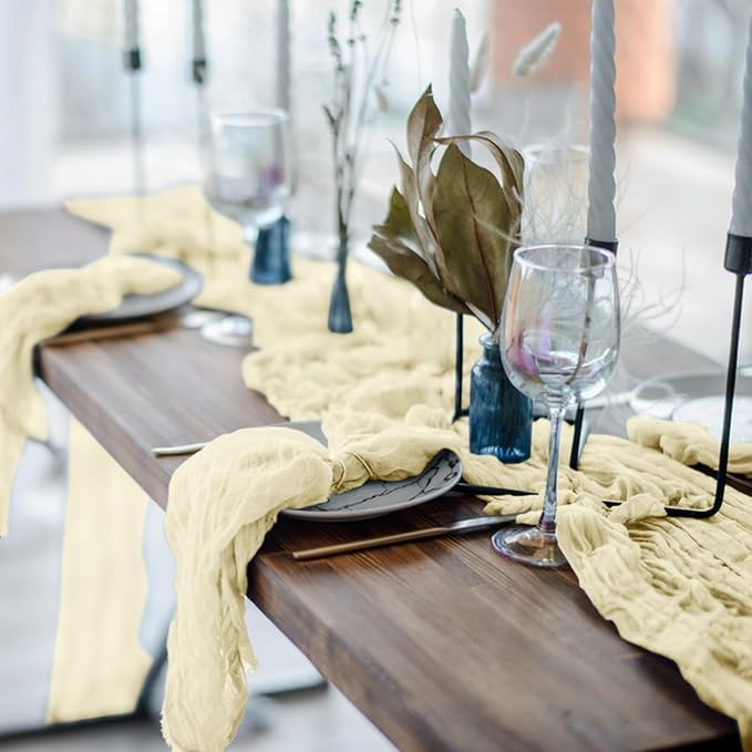 12 Pack Cheesecloth Table Runner, Runner Gauze Boho Wedding Decor Romantic - Image 4