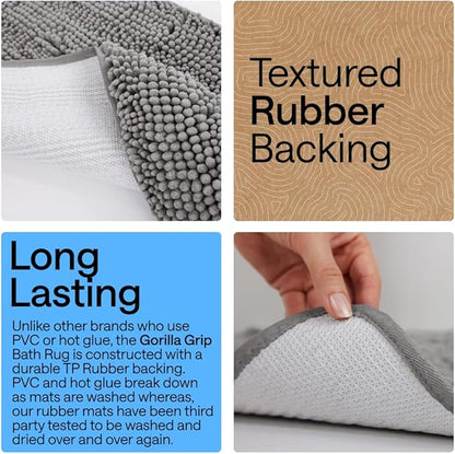 GORILLA GRIP Bath Rug Mat 60x17, Thick Soft Absorbent Chenille, Quick Dry - Image 3