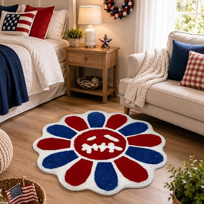 Trippy Happy Face Rug 4th of July Bathroom Rugs Patriotic Independence Day - Image 4