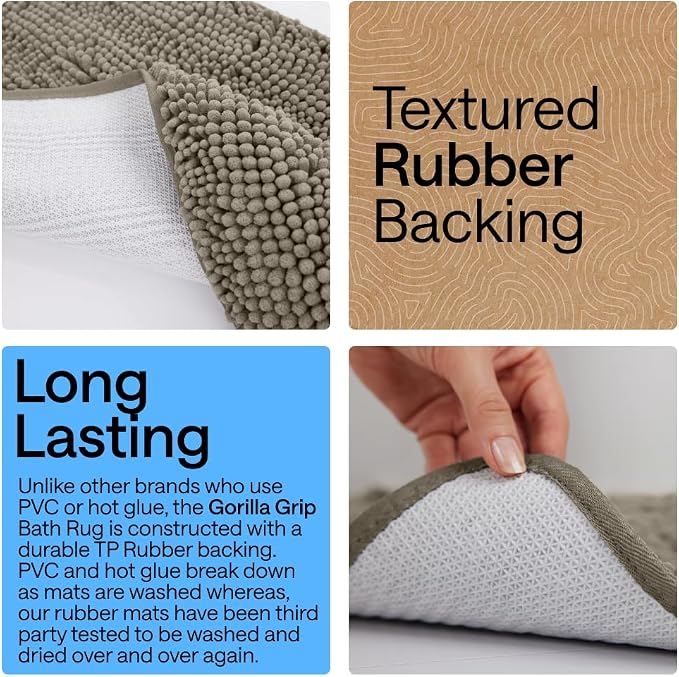 GORILLA GRIP Bath Rug Mat 36x24, Thick Soft Absorbent Chenille, Quick Dry - Image 3