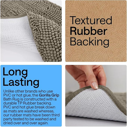 GORILLA GRIP Bath Rug Mat 60x24, Thick Soft Absorbent Chenille, Quick Dry - Image 3