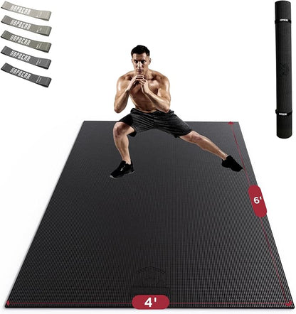 HAPBEAR Large Exercise Mat-7'x5'/6'x8'/6'x9'/6'x10'/6'x12'x8mm, Ultra Durable by HAPBEARFitness