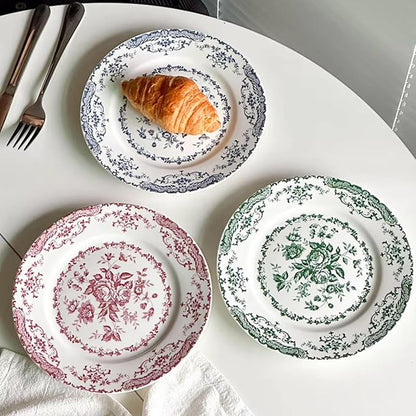 Ceramic Dinner Plates, 7.9 Inch Rose Flower Decorative, Microwave & Dishwasher - Image 3