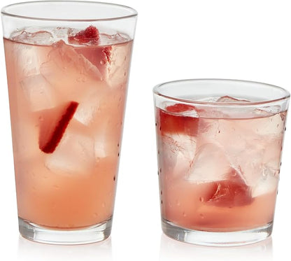 Libbey Flare Rocks, Glass Tumbler Set, Stylish Lead-Free Drinking Glasses Set by Libbey