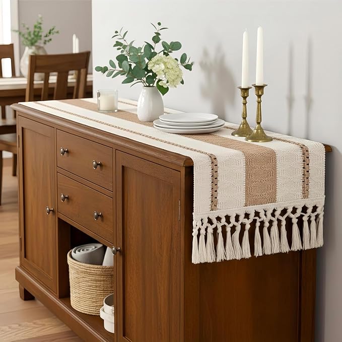 Boho Table Runner with Tassels 12x90 Inch - Image 5