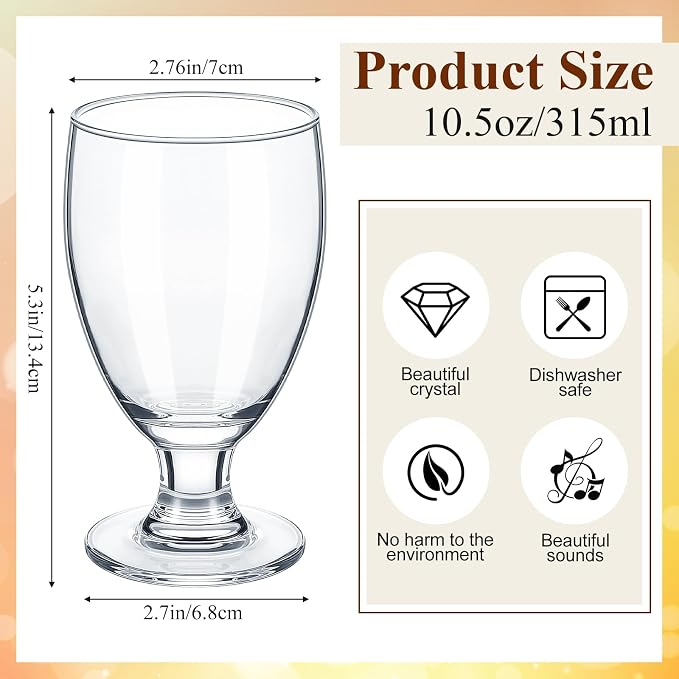 Patelai Set of 48 Water Goblet, 10.5 oz Clear Drinking Glasses Bulk Dishwasher - Image 2