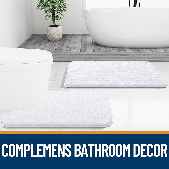 OLANLY Small Bathroom Rugs 24x16, Extra Soft Absorbent Chenille Bath Rugs - Image 7