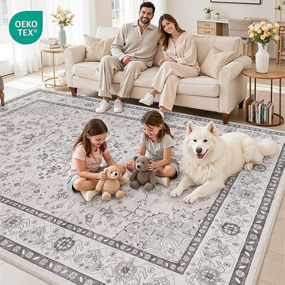 6x9 Area Rugs for Living Room: Vintage Boho Neutral Washable Rug Indoor Soft - Image 8