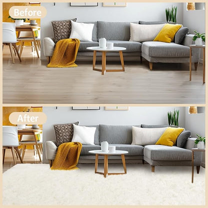 Mugorn 6x9 Rugs for Living Room, Large Fluffy Cream White Area Rugs for Bedroom - Image 6