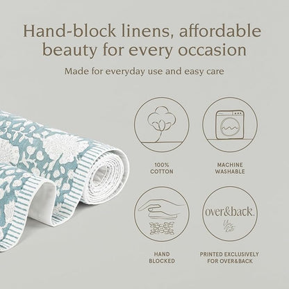 Over&Back 18x90 Hand-Blocked Printed Cotton Table Runner - Image 2