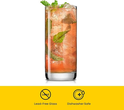 JoyJolt Faye 13oz Highball Glasses, Mojito Glass Cups, Tom Collins Bar Glassware - Image 4