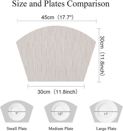SHACOS Wedge Placemats for Small Round Table Set of 4 Woven Vinyl PVC Placemats - Image 4