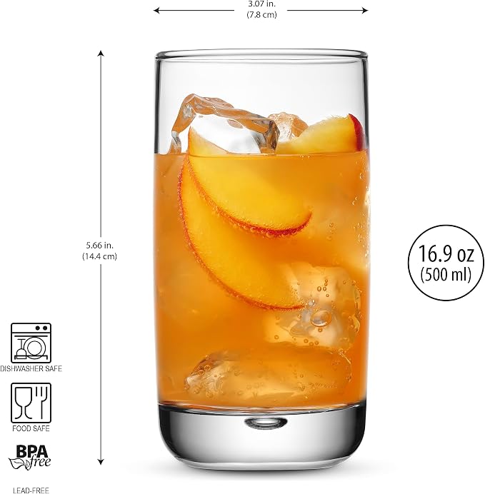 Set of 4 Highball Glasses 16 Oz Collins Cocktail Drinking Glass Cups, Bubble - Image 4