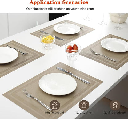 Placemats Set of 4, Vinyl PVC Heat Resistant Washable Placemats Set, Non Slip - Image 2