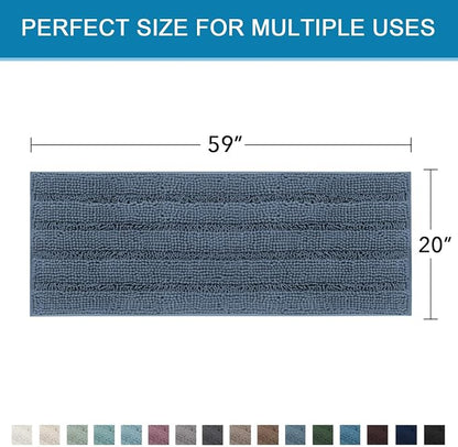 H.VERSAILTEX Bath Rugs for Bathroom Non Slip Bath Mats Thick Chenille Striped - Image 2