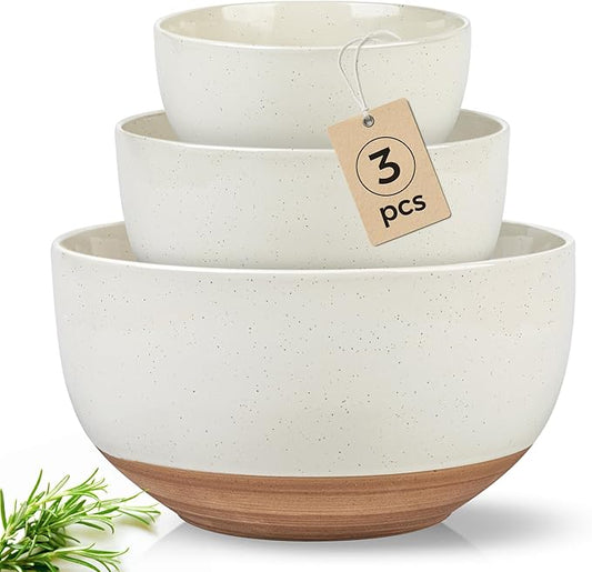 AmorArc Ceramic Mixing Bowls, Stoneware Nesting Bowls Set of 3 by AmorArc
